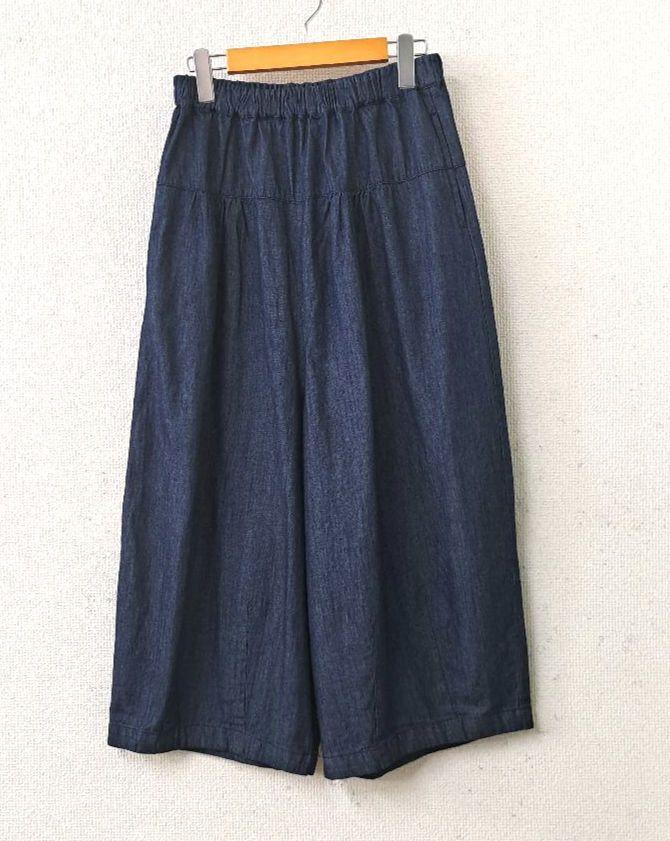 ◇SUN VALLEY◇5.5ozデニム裾ダーツサルエルパンツ ネイビー
