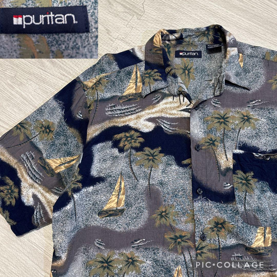 Puritan レーヨン100％ 総柄アロハ ハワイアンシャツ 5,980円