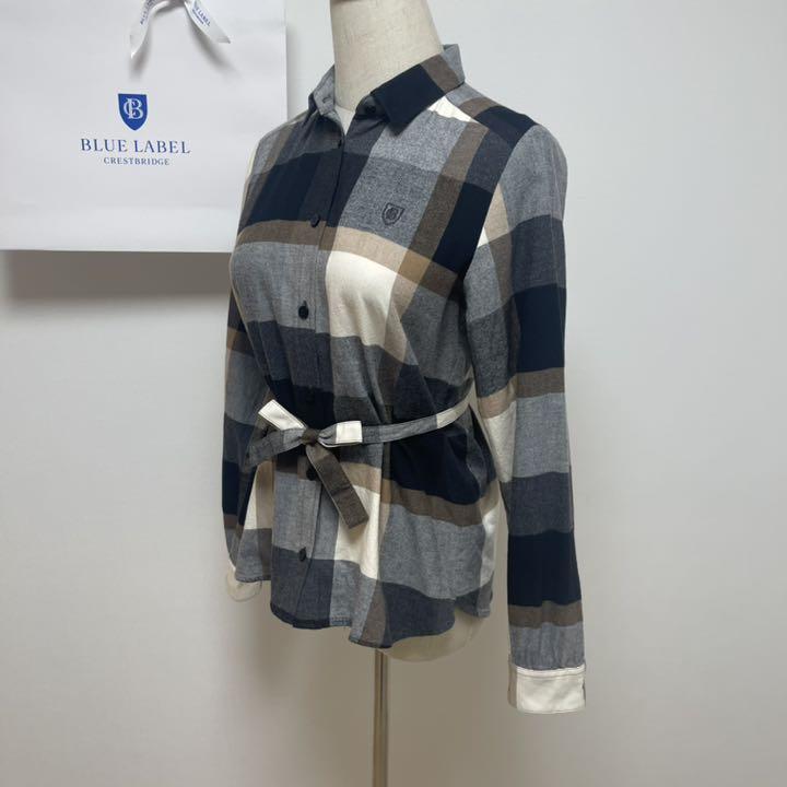 BLUE リボン付き チェックシャツ 1rYyk-m38859687970 LABEL CRESTBRIDGE 人気爆買い