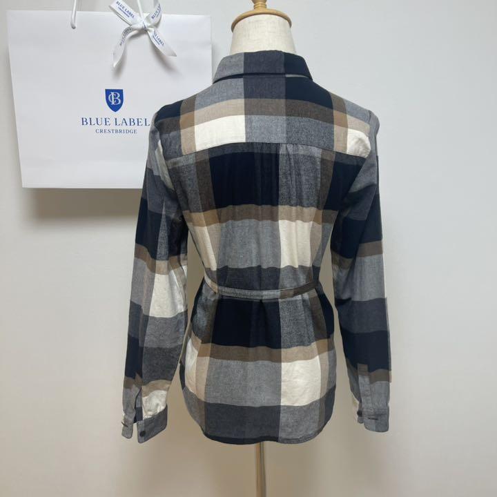 BLUE リボン付き チェックシャツ 1rYyk-m38859687970 LABEL CRESTBRIDGE 人気爆買い