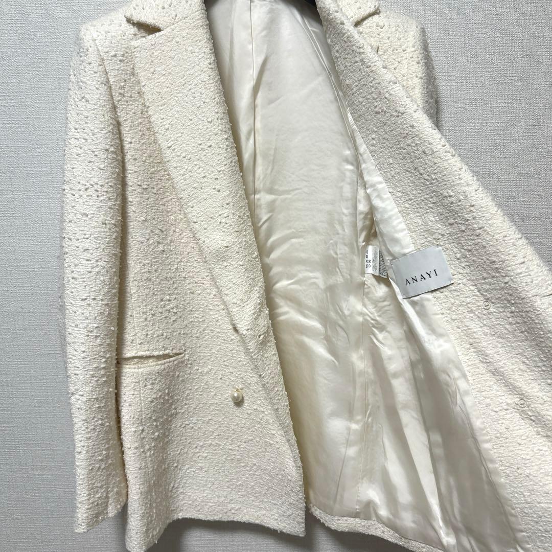 ANAYI ジャガード ツィード ダブル ジャケット パール ANAYI ジャガード ツィード ダブル ジャケット パール - メルカリ