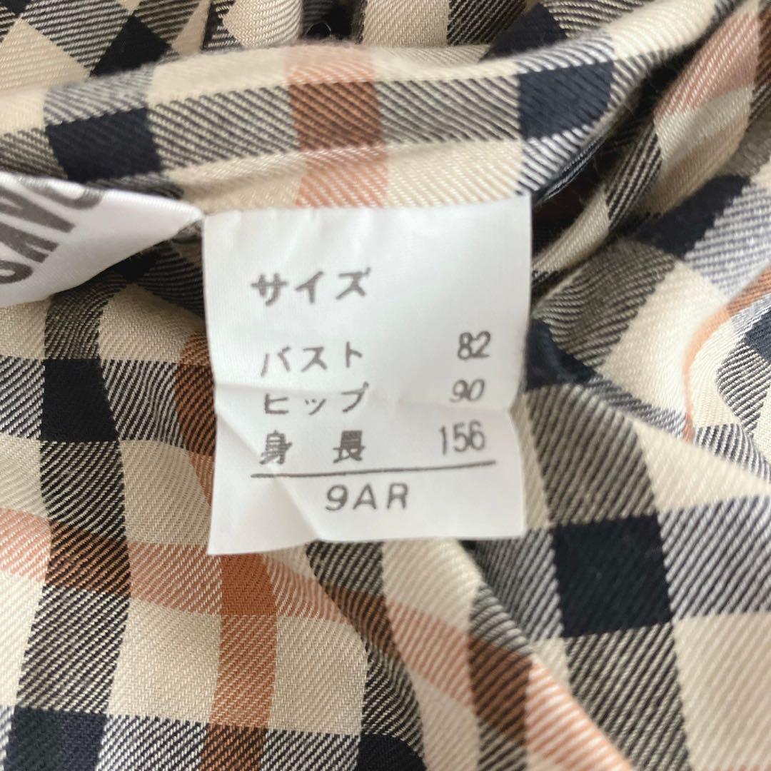【ダックス】ロングトレンチコート 丸襟 カジュアル チェック コットン100%
