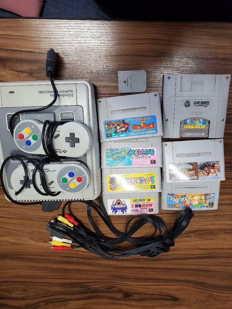 スーパーファミコン本体、ゲームソフト6本、カートリッジ1台