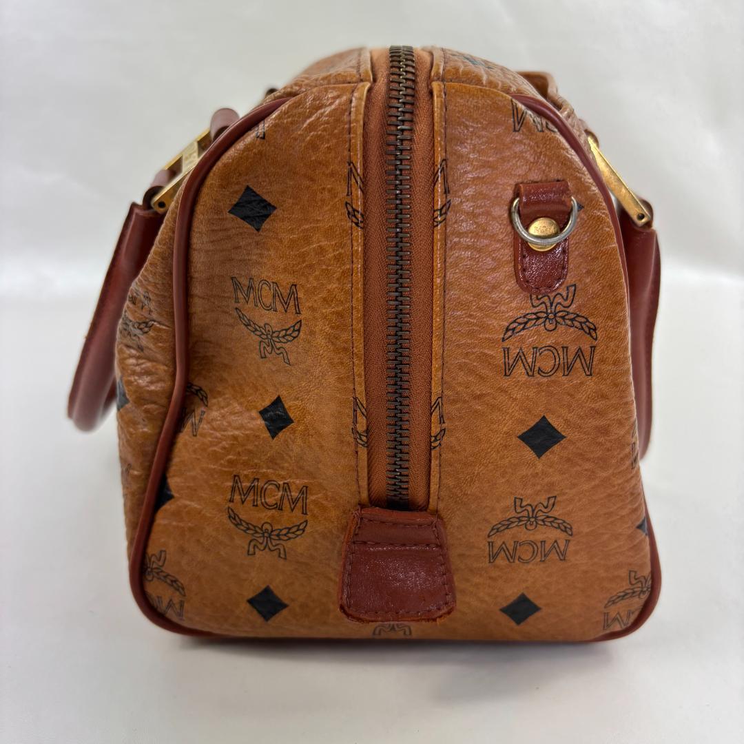 MCM ヴィセトス コーティングキャンバス ミニボストンハンドバッグ レザー MCM ヴィセトス コーティングキャンバス ミニボストンハンドバッグ レザー