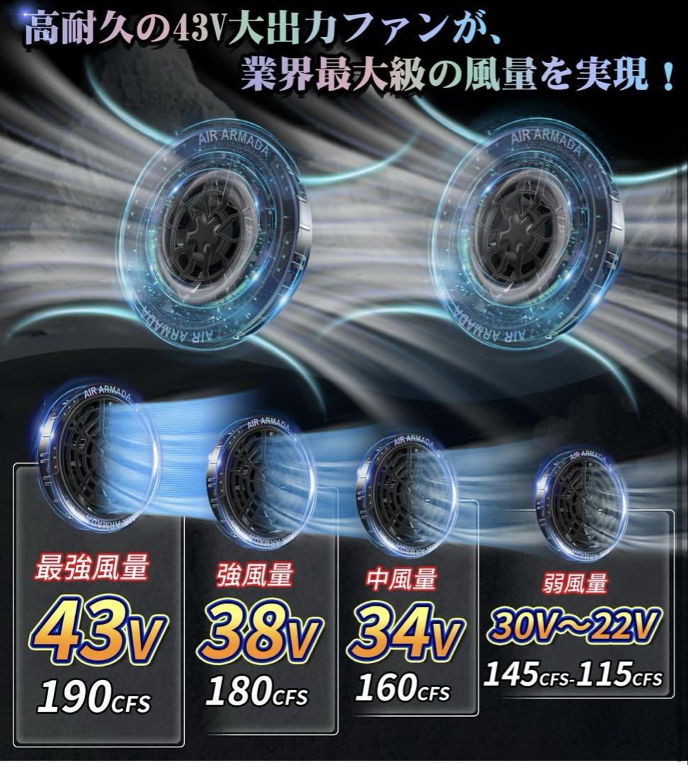 新品未使用✨43V 空調作業服 ファンバッテリーセット 高出力対応