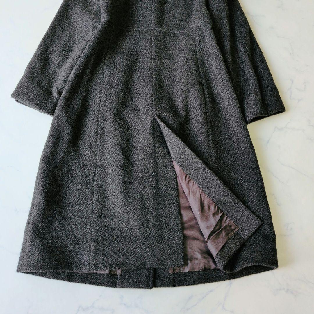 美品 ニューヨーカー ロングコート アンゴラ 羊毛 ダークグレー L 美品 ニューヨーカー ロングコート アンゴラ 羊毛 ダークグレー L