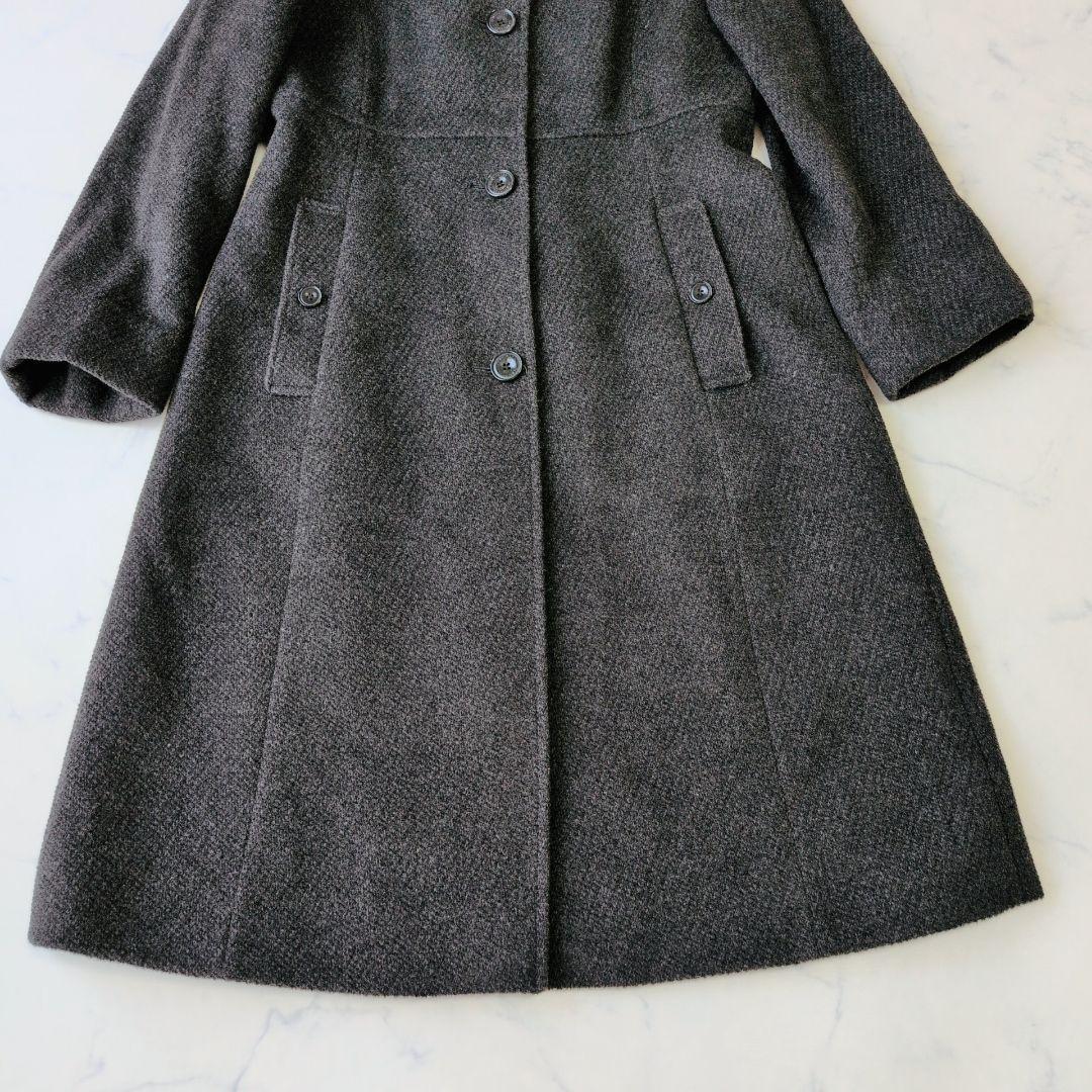 美品 ニューヨーカー ロングコート アンゴラ 羊毛 ダークグレー L 美品 ニューヨーカー ロングコート アンゴラ 羊毛 ダークグレー L