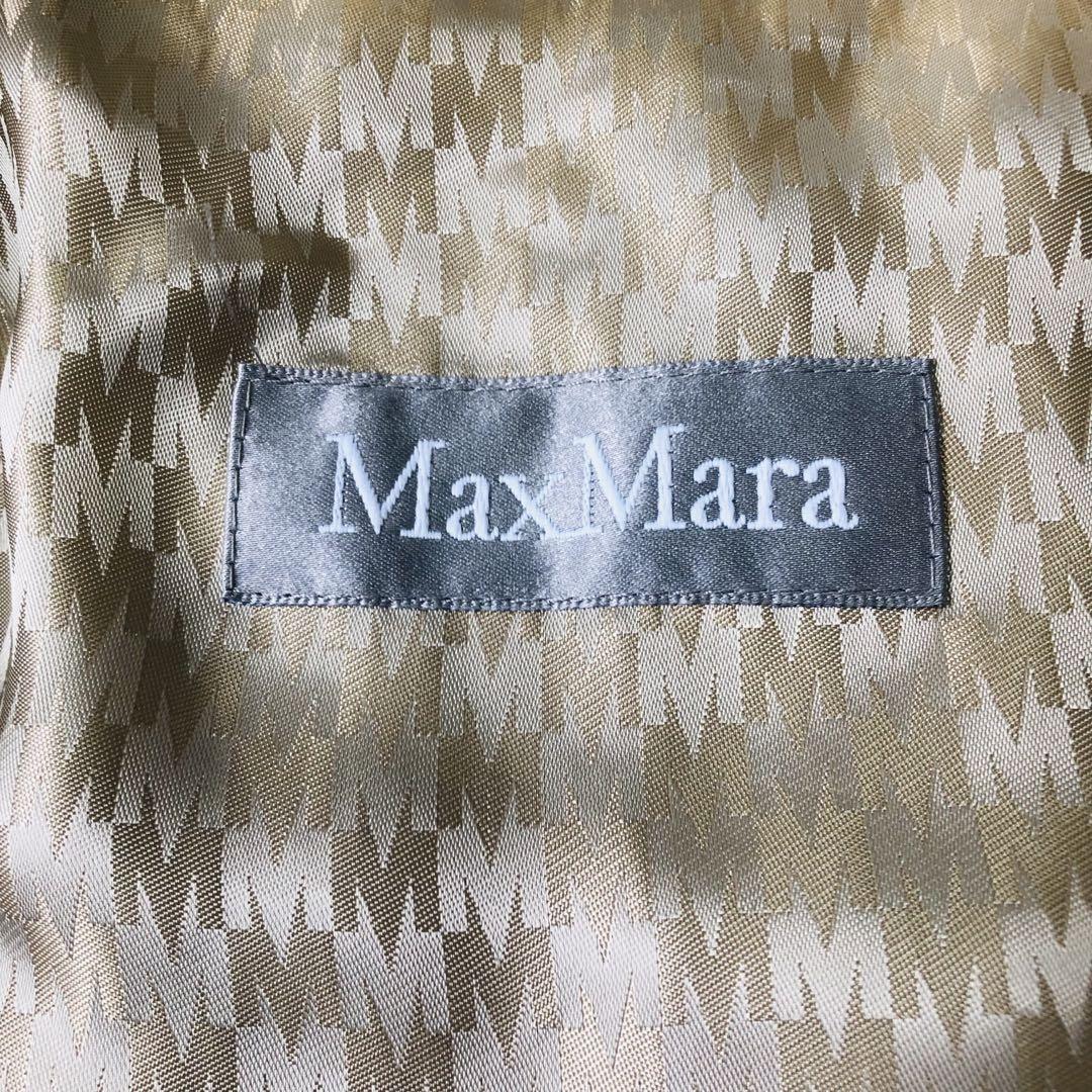 【極美品】MaxMara とろみトレンチコート 　ベルト付き　裏地ロゴ　ベージュ
