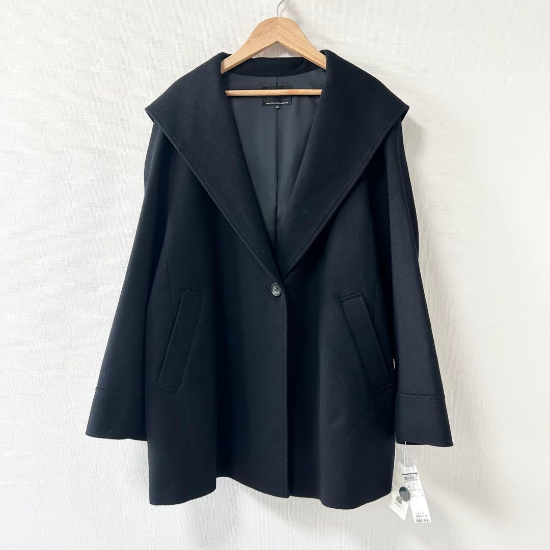 新品✨23区 ウールカシミヤビーバー フード付き ショートコート　ネイビー　46