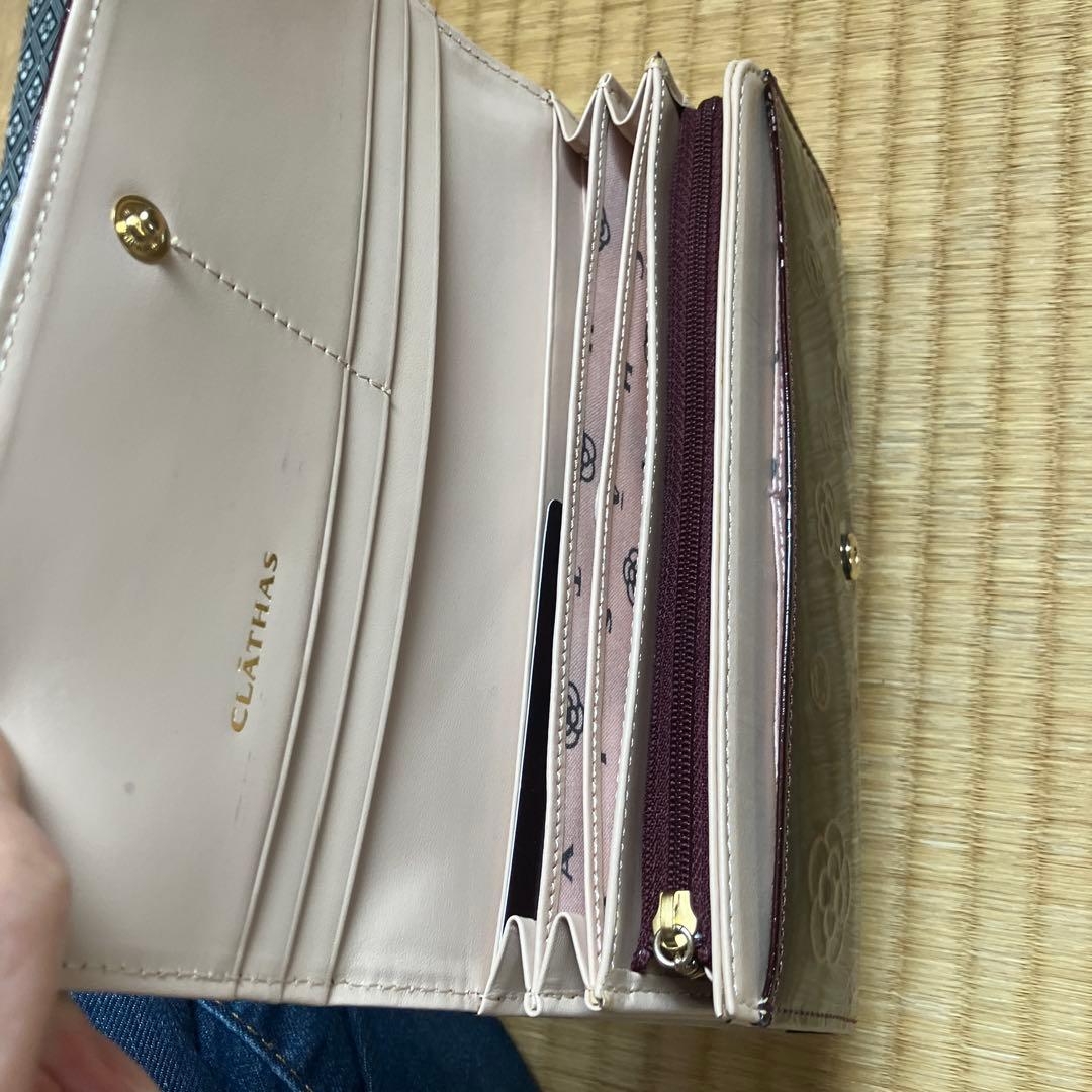 CLATHAS 花柄 長財布 ワインレッド 箱付 CLATHAS 花柄 長財布 ワインレッド 箱付