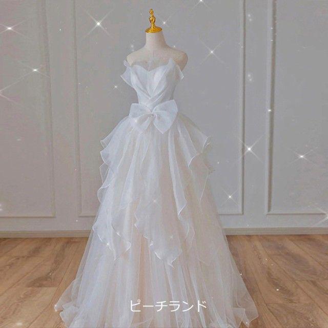 ウェディングドレス ビスチェドレス 白 ドレス 花嫁ドレス ホワイトドレス
