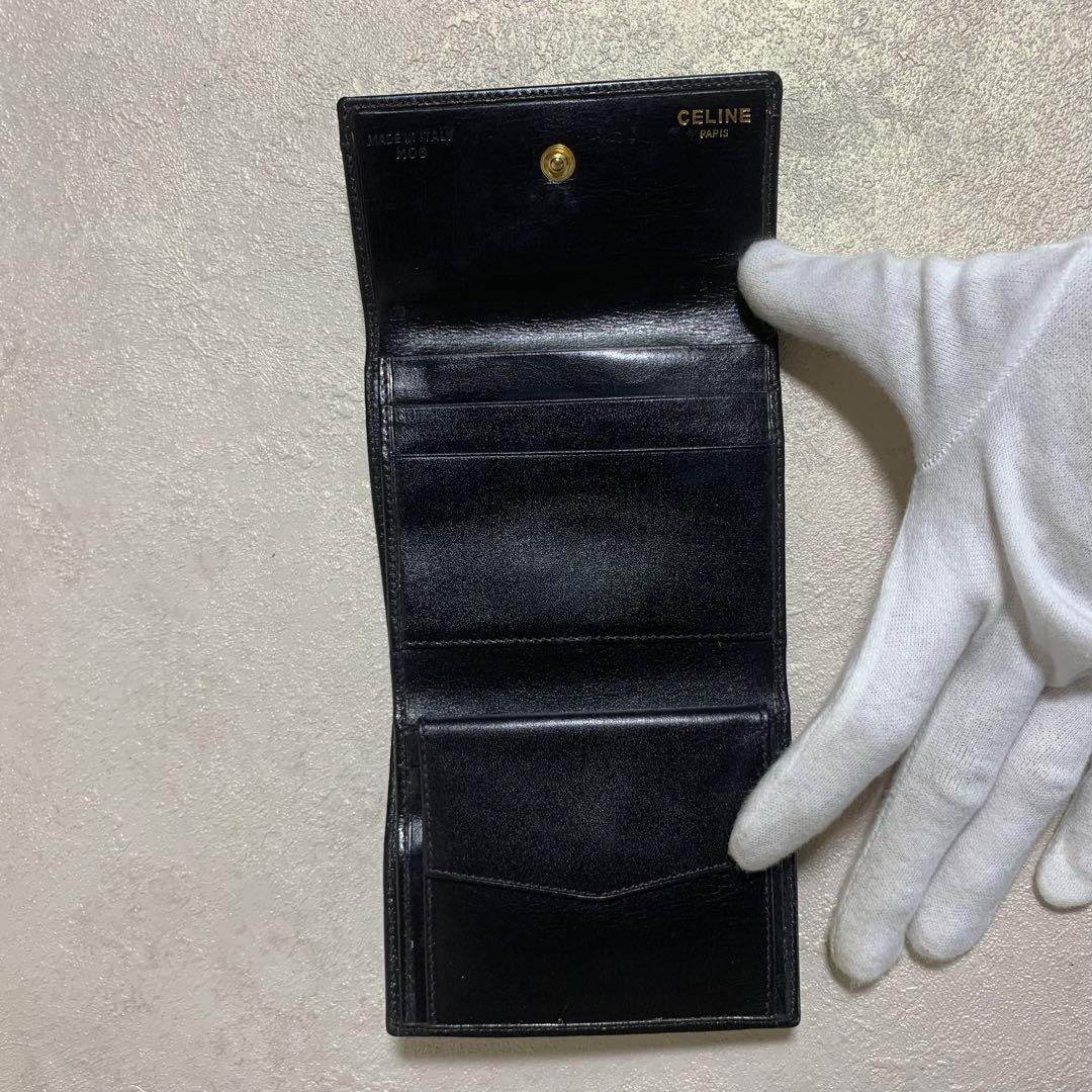 CELINE セリーヌ 折り財布 ブラック コンパクトウォレット レザー 希少