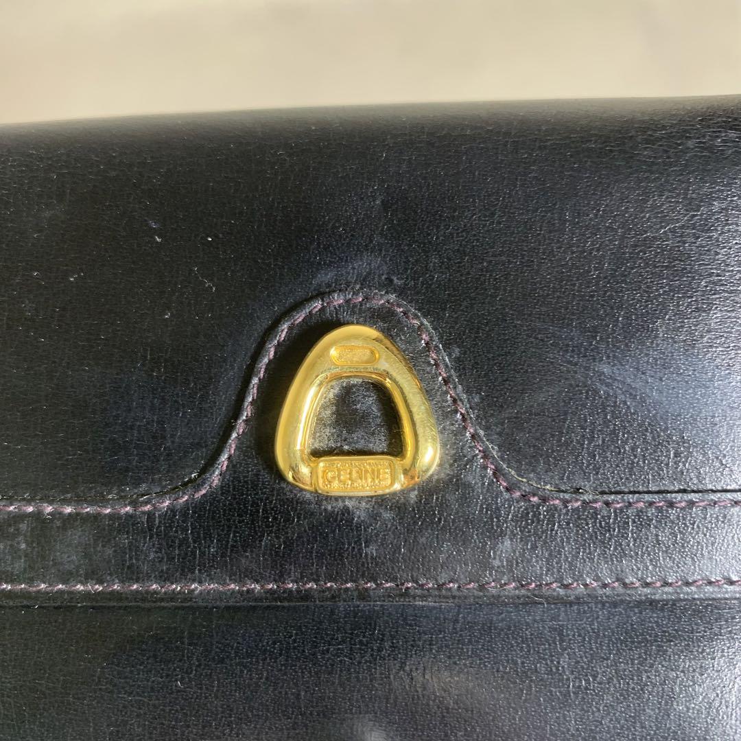CELINE セリーヌ 折り財布 ブラック コンパクトウォレット レザー 希少