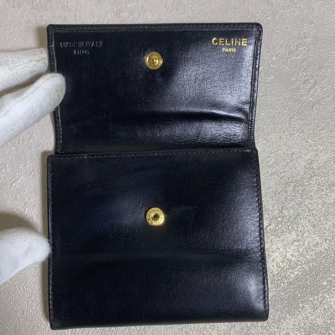 CELINE セリーヌ 折り財布 ブラック コンパクトウォレット レザー 希少
