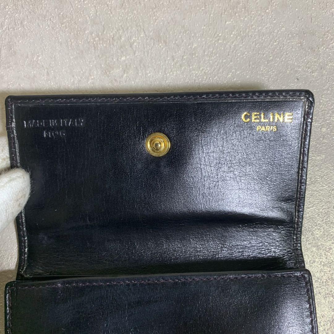 CELINE セリーヌ 折り財布 ブラック コンパクトウォレット レザー 希少
