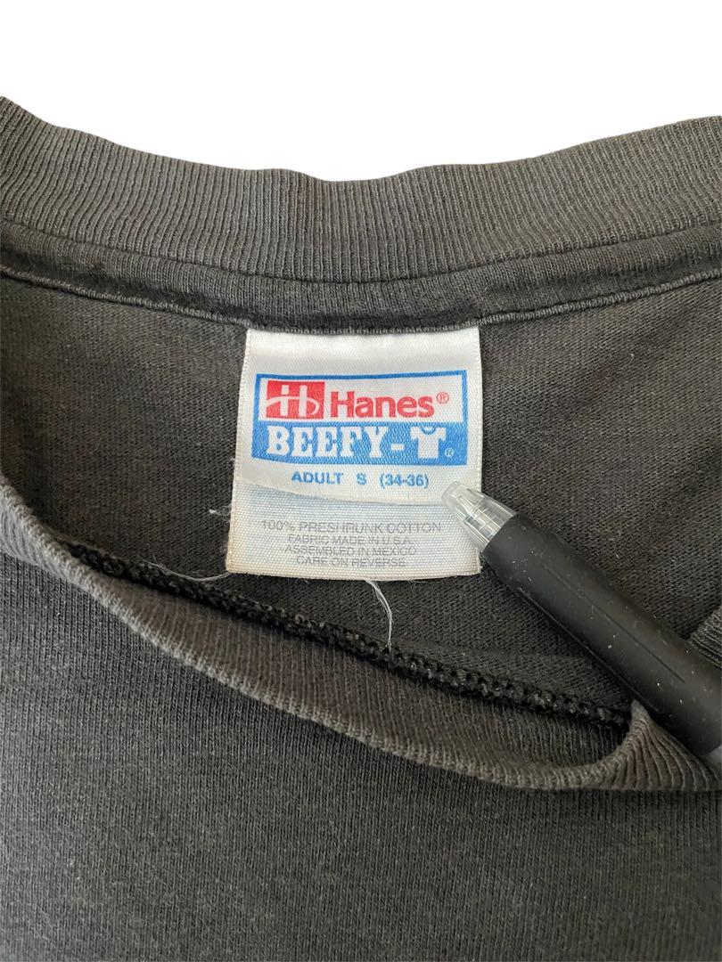 90~00s Hanes ロンT スミ黒 ファイヤーパターン Y2K