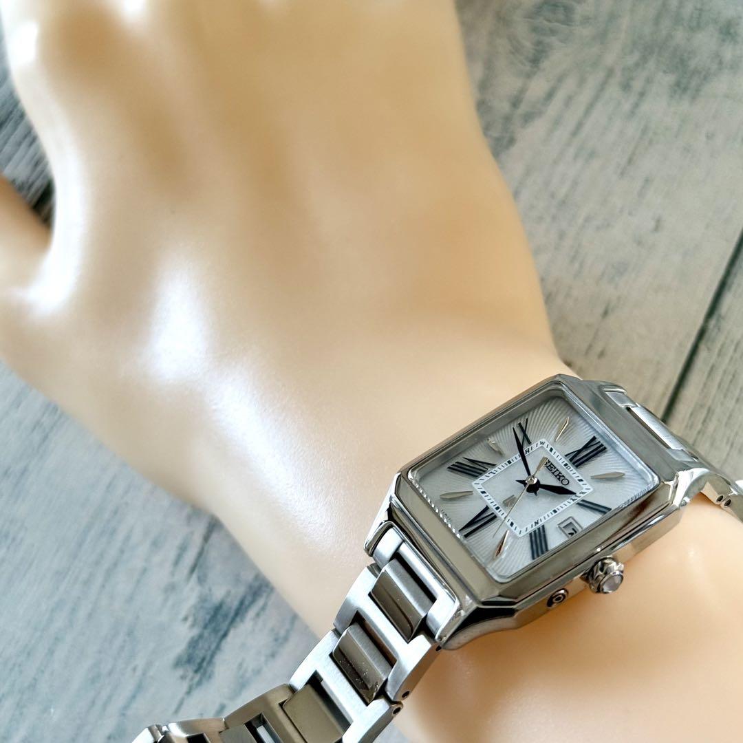 091:【稼働】セイコー ルキア 1B32-0BB0 電波ソーラー 腕時計 希少】SEIKO ルキア 1B32-0BB0 腕時計 シルバー 電波ソーラー