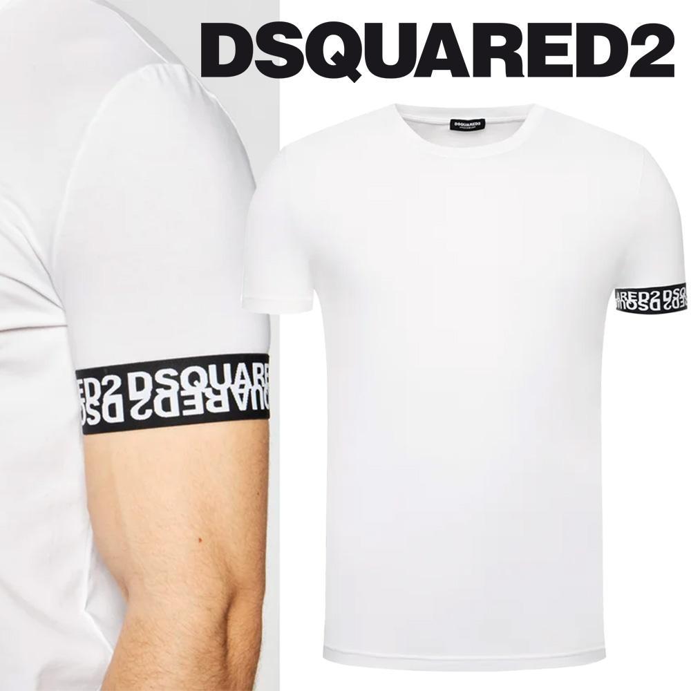 伊製 DSQUARED2 ディースクエアード袖ロゴ TシャツL 202970