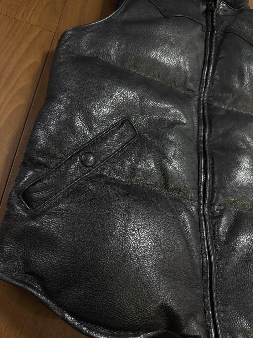 RUDE GALLERY 15AW オールレザー ダウンベスト ブラック M