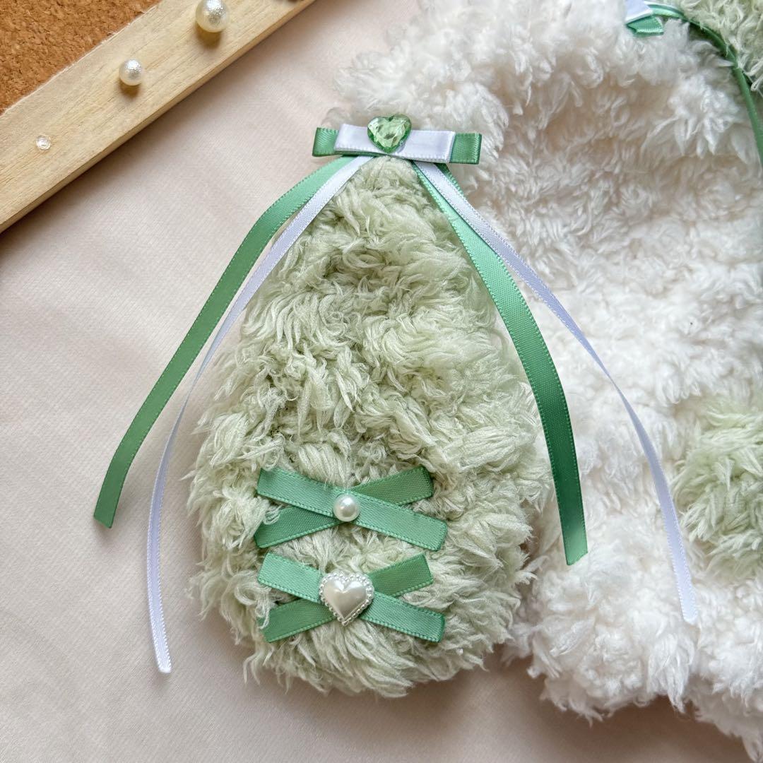 【肩掛けチェーン】ぬい服 12cm 14cm 緑 グリーン 着ぐるみ うさぎ