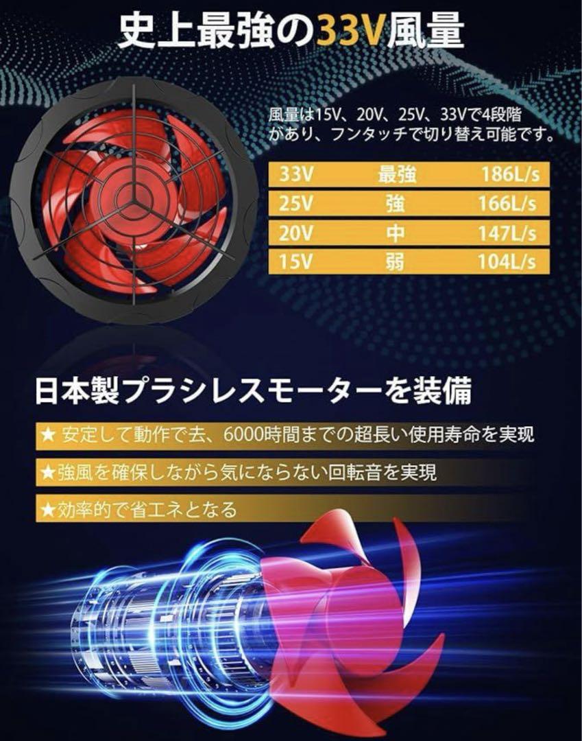 空調作業服 ファンバッテリーセット 33V DEALGO 30000mAh