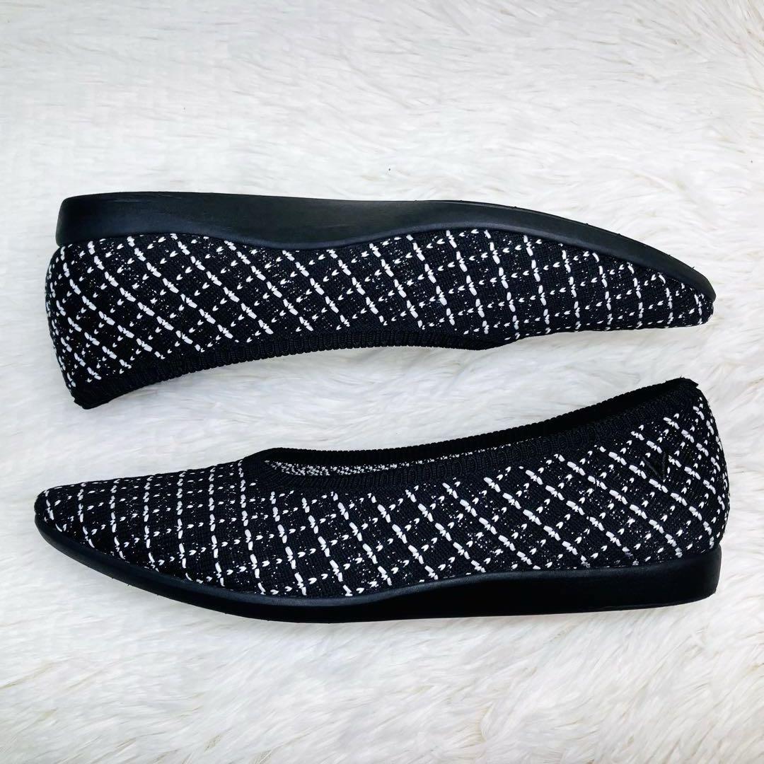 【新品未使用】VIVAIA 35.5  ポインテッド  ニット　フラット　黒×白