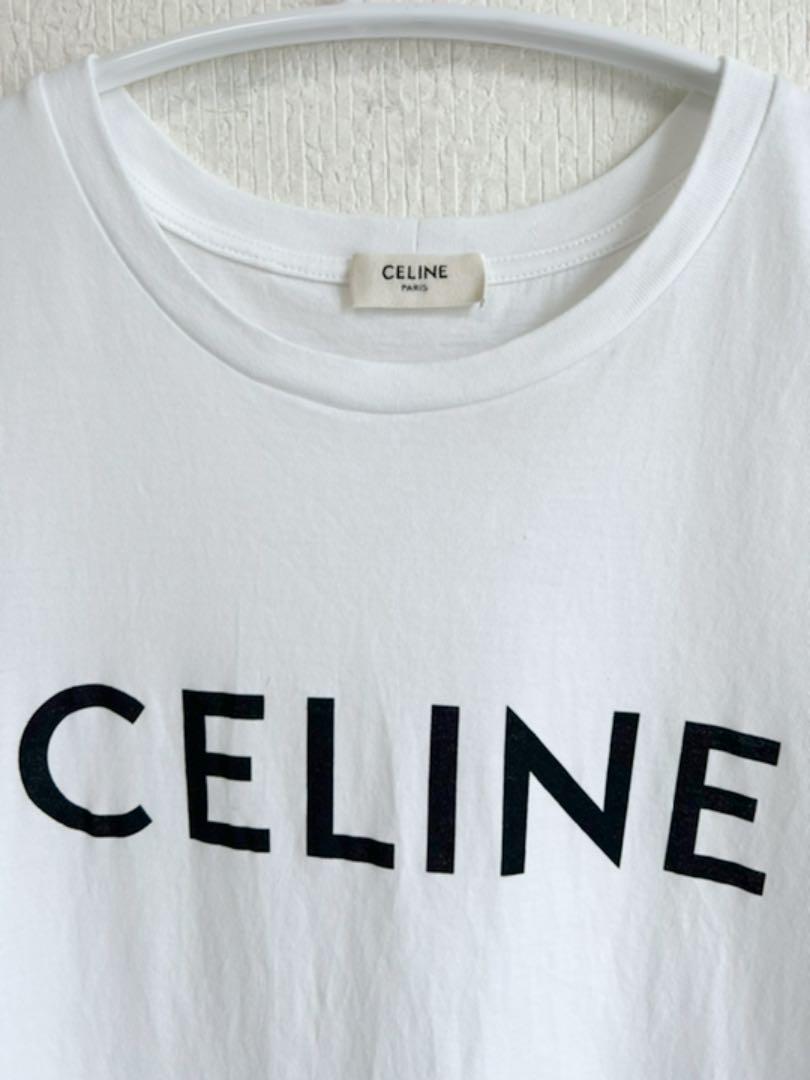 メール便送料無料対応可】 CELINE セリーヌ ロゴTシャツ 美品 M T 【送料無料/新品】 美品 CELINE 半袖 プリント ロゴ カットソー Tシャツ セリーヌ Tシャツ/カットソー(半袖/袖なし)