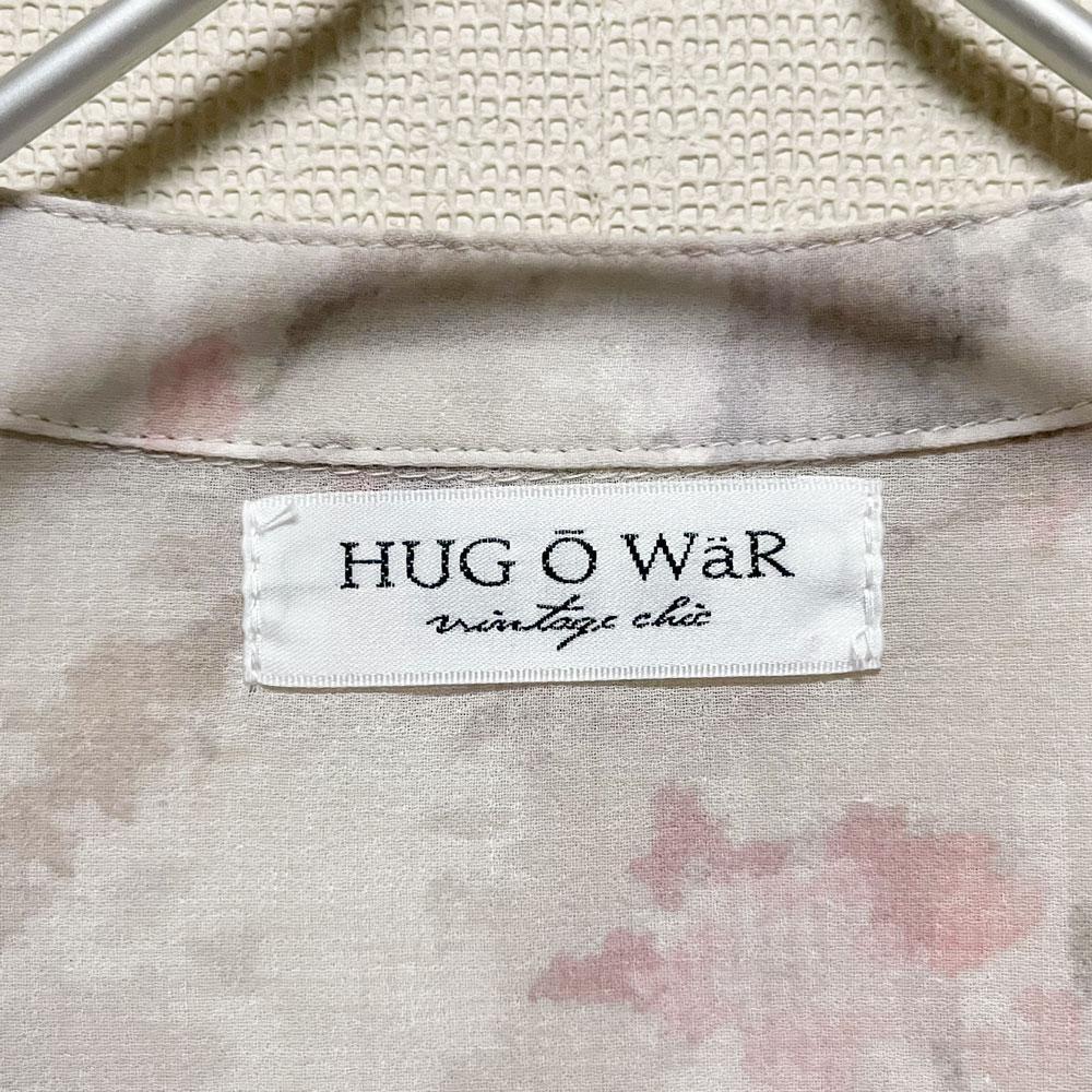 Hug o war コットンシフォン 刺繍 花柄 ギャザー ブラウス