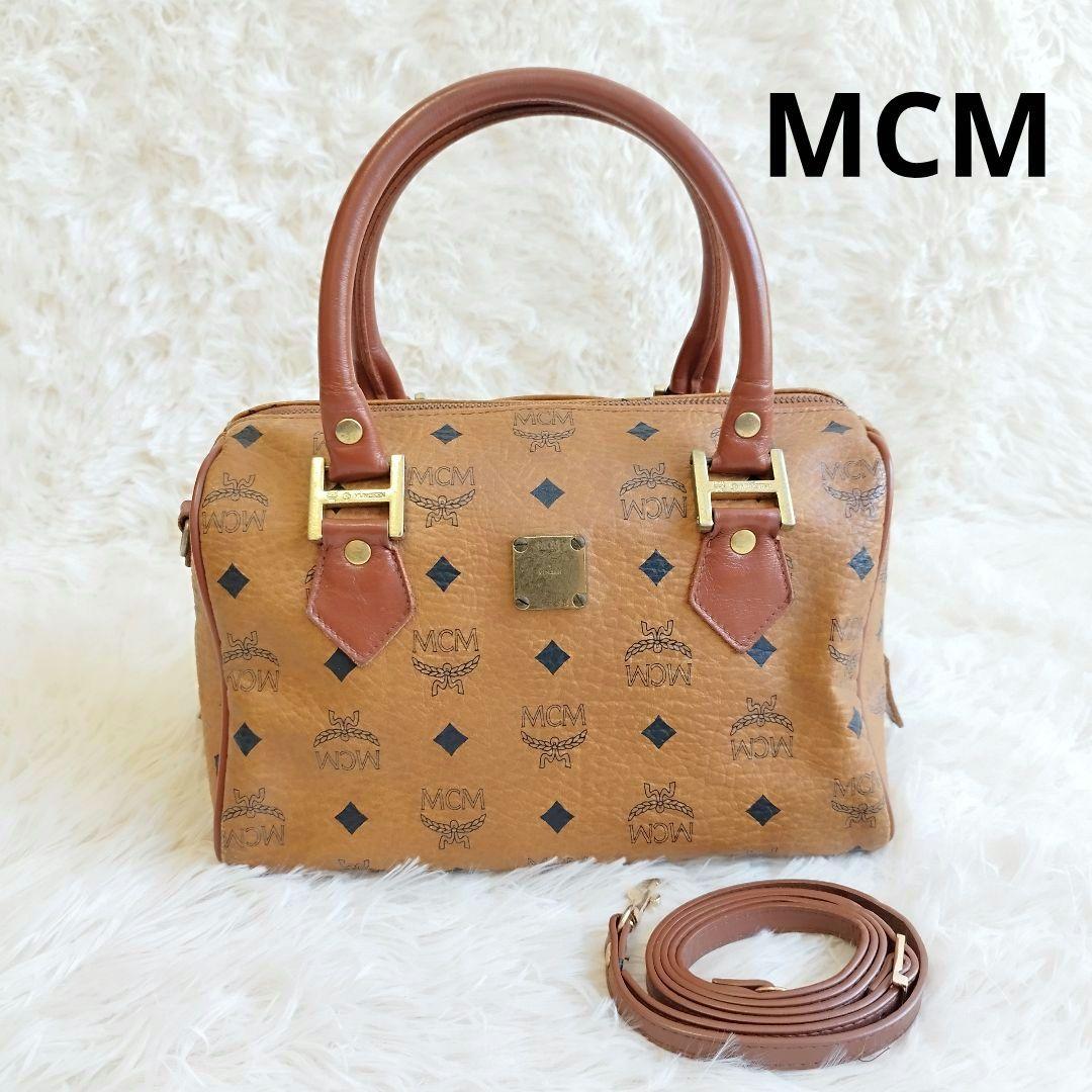 良品✨MCM ミニボストンバッグ 2WAY レザー ヴィセトス柄 総柄