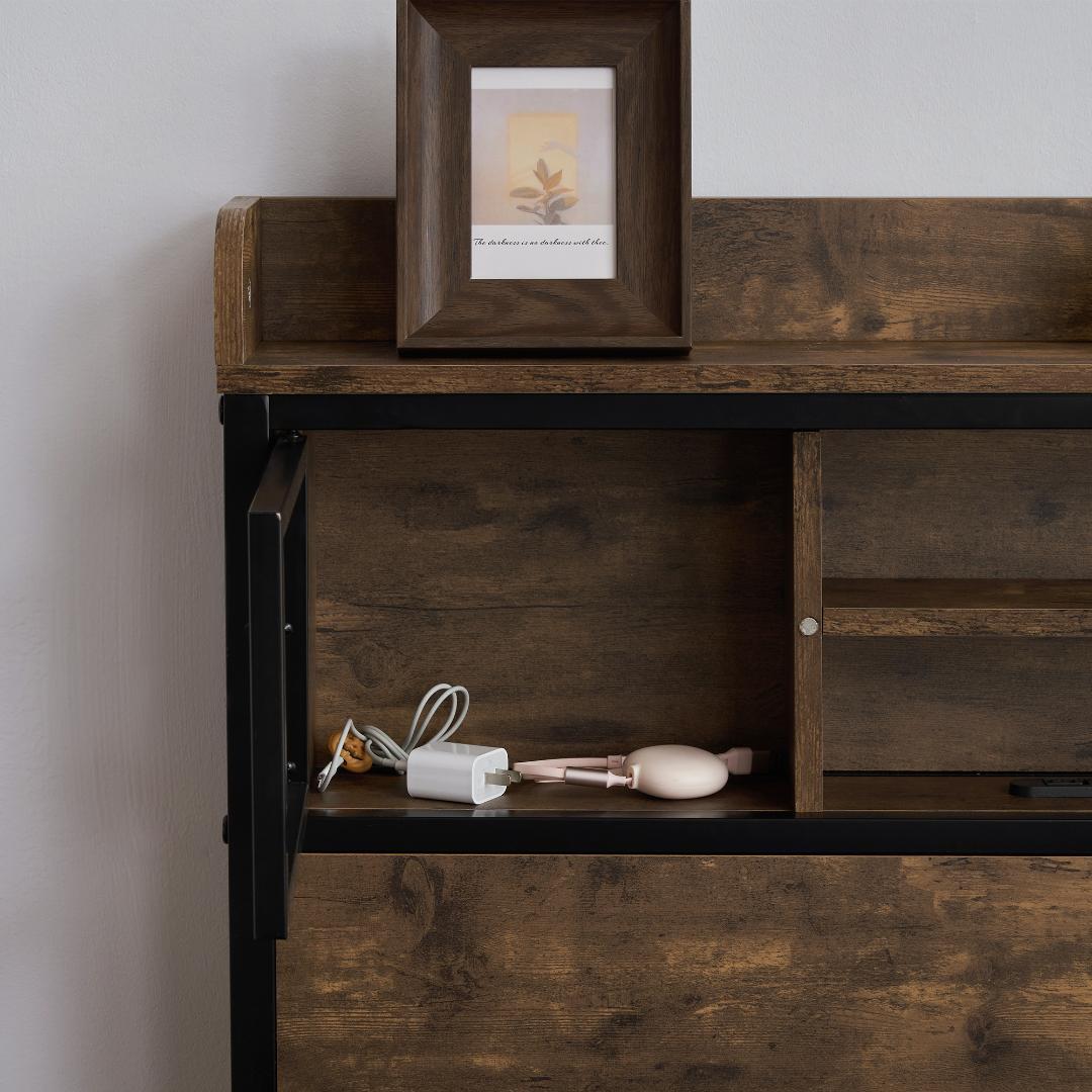 北欧風コンセント付きベッドフレーム シングル