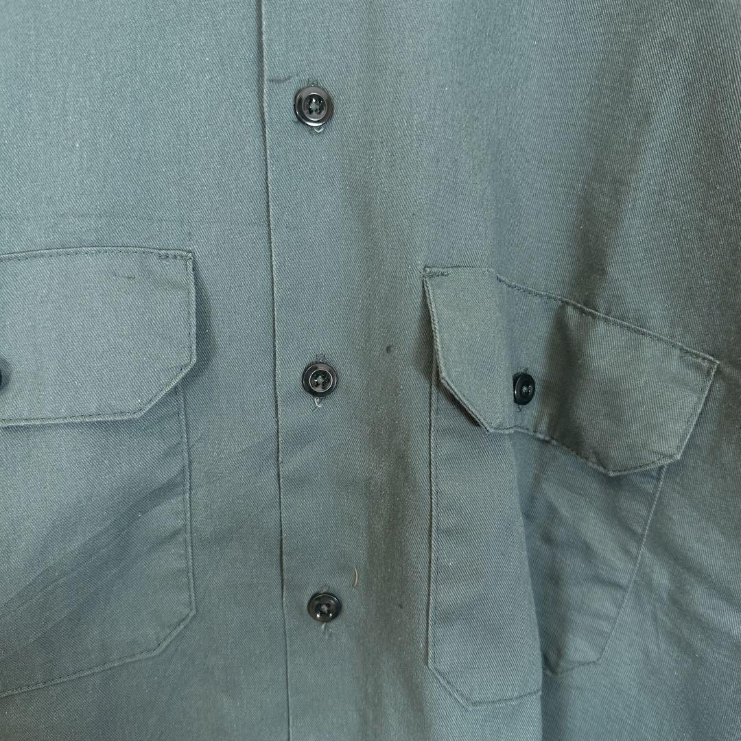 V773【Dickies】刺繍ロゴワークシャツ【メンズ2XL】グリーン