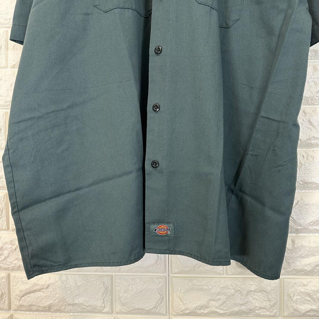 V773【Dickies】刺繍ロゴワークシャツ【メンズ2XL】グリーン