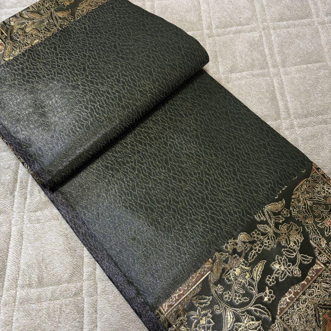 Ay146　袋帯　豪華刺繍　着物　帯　深緑　花唐草　金　たちばな Ay146 袋帯 豪華刺繍 着物 帯 深緑 花唐草 金 たちばな - メルカリ