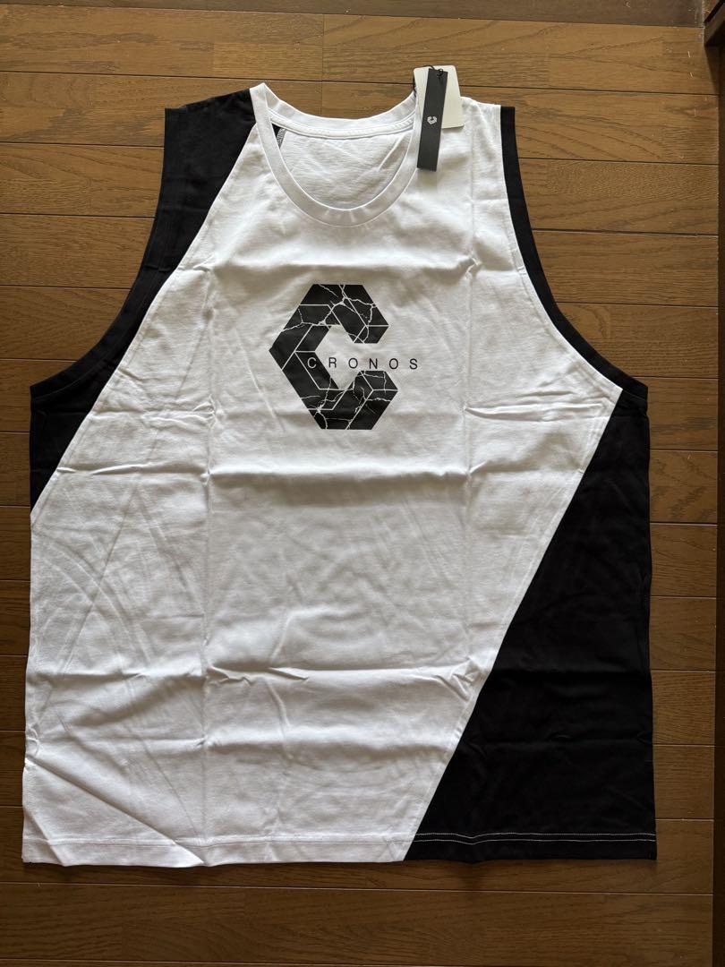 CRONOS タンクトップ XXL ホワイト/ブラック OLYMPIAロゴ入り