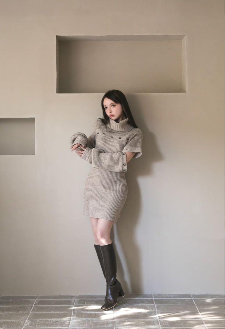 ANDMARY シエナニットミニドレス ベージュ andmary シエナニットミニドレス（andmary シエナニットミニ