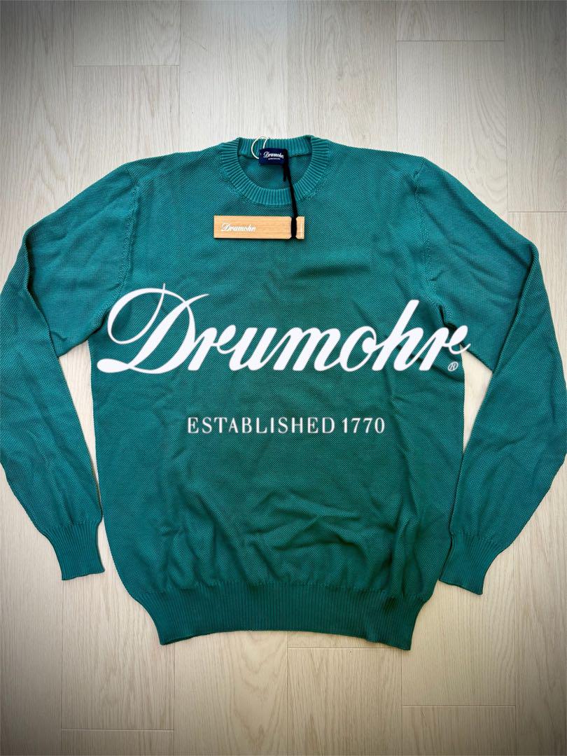 未使用 ドルモア Drumohr 鹿の子 コットンニット 50 セージグリーン トップス