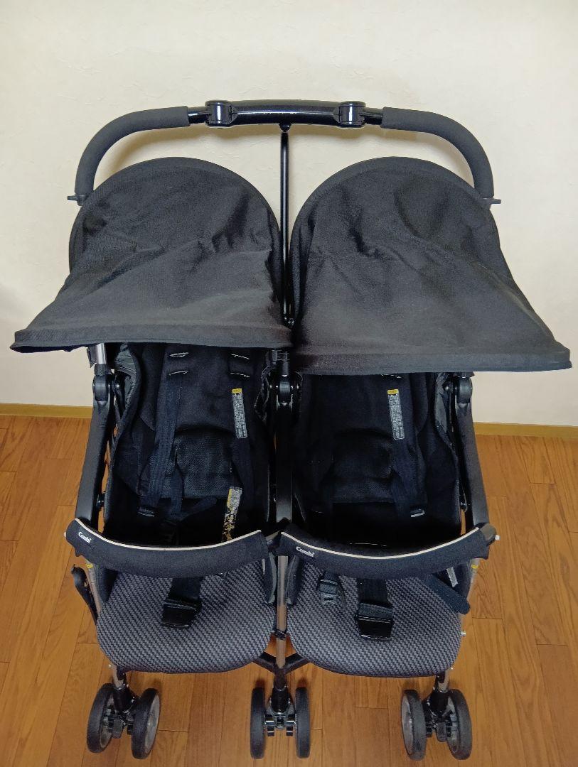 Combi ツインスピンGC ふたご、２人用ベビーカー　黒色　コンビ
