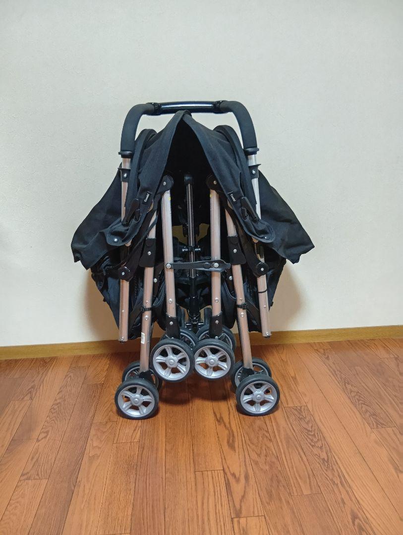 Combi ツインスピンGC ふたご、２人用ベビーカー　黒色　コンビ