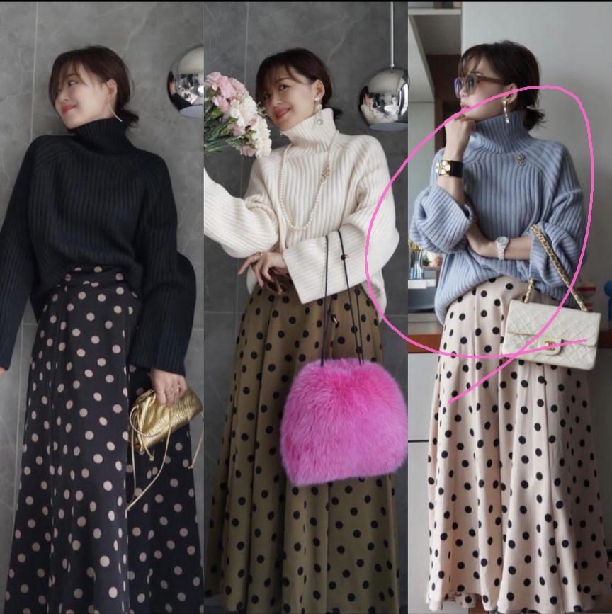 idea luce イデアルーチェ リブタートルニット ブルー