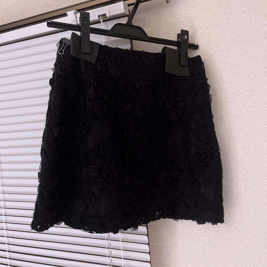 スカート AMERI FLOWER MIX LACE SHEER SKIRT