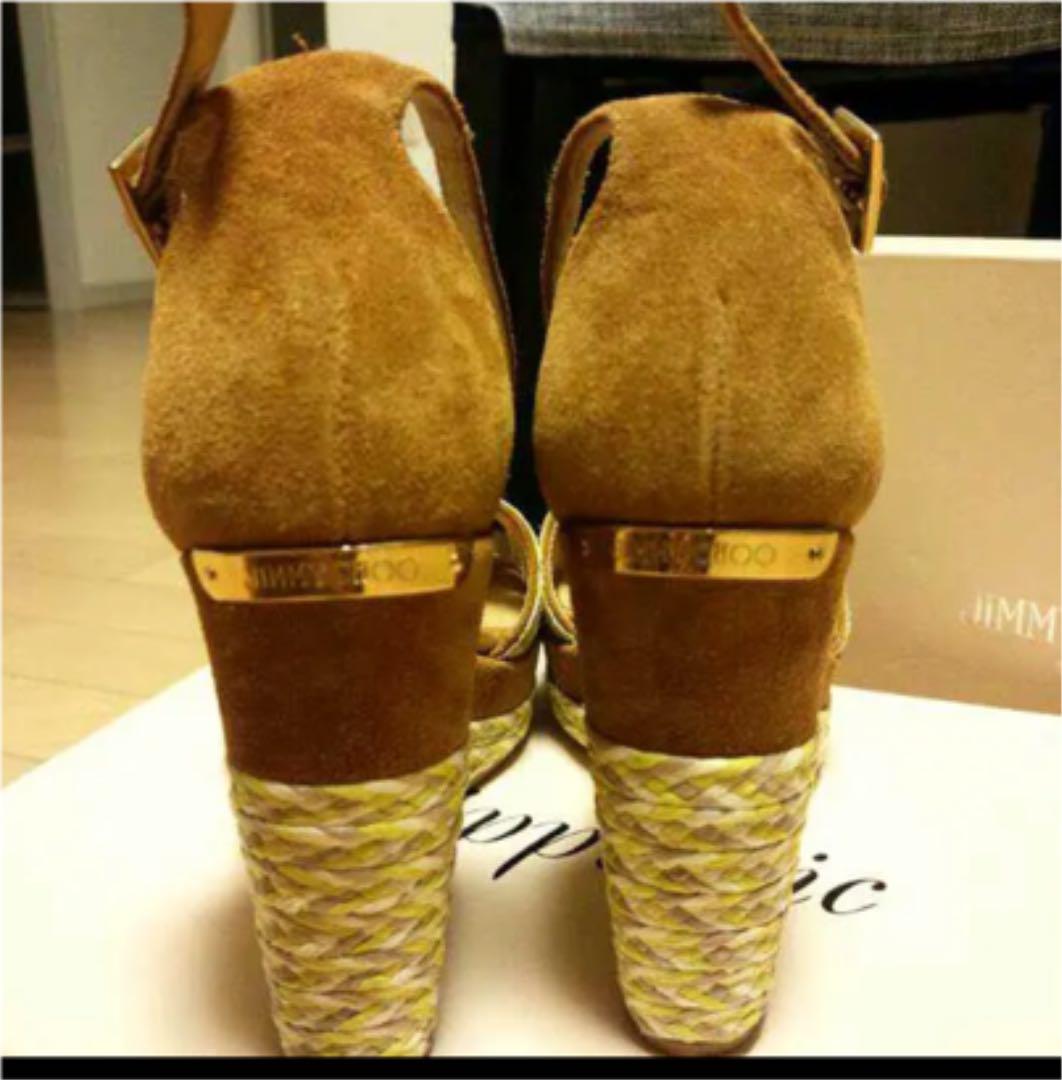 JIMMY CHOO レザー プラットフォームサンダル スクエアトゥ MH8064▽イタリア製▽ジミーチュウ JIMMY CHOO*パテントレザー