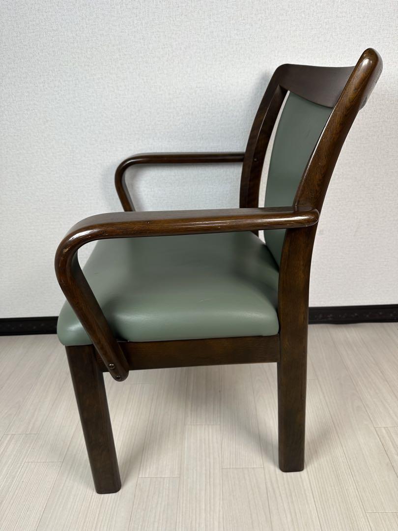 （2/4）飛騨産業 キツツキ アームチェア ダイニングチェア 革 木製※i4※