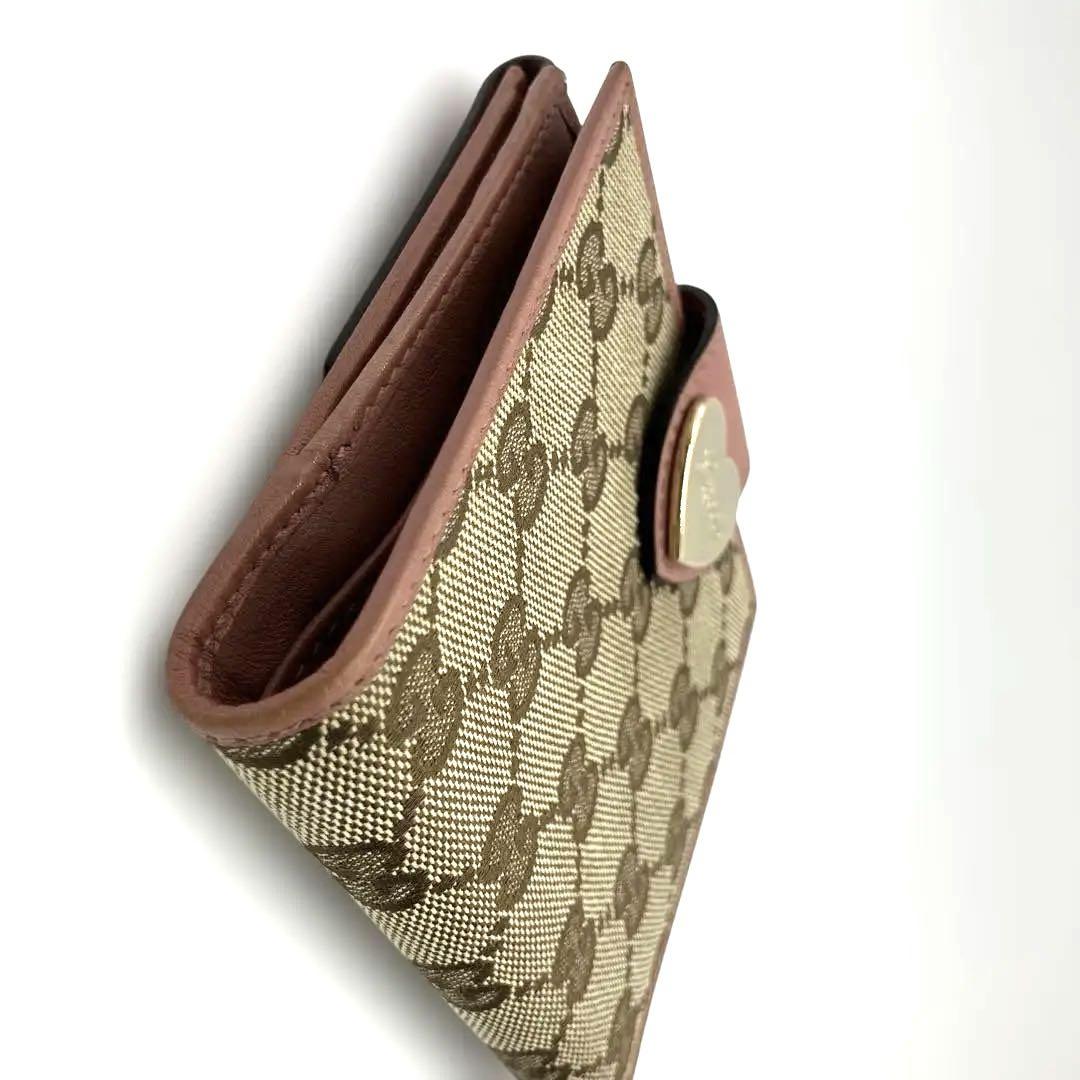 ✨Gucci ✨GGキャンバス 折り財布 ピンクレザー - メルカリ