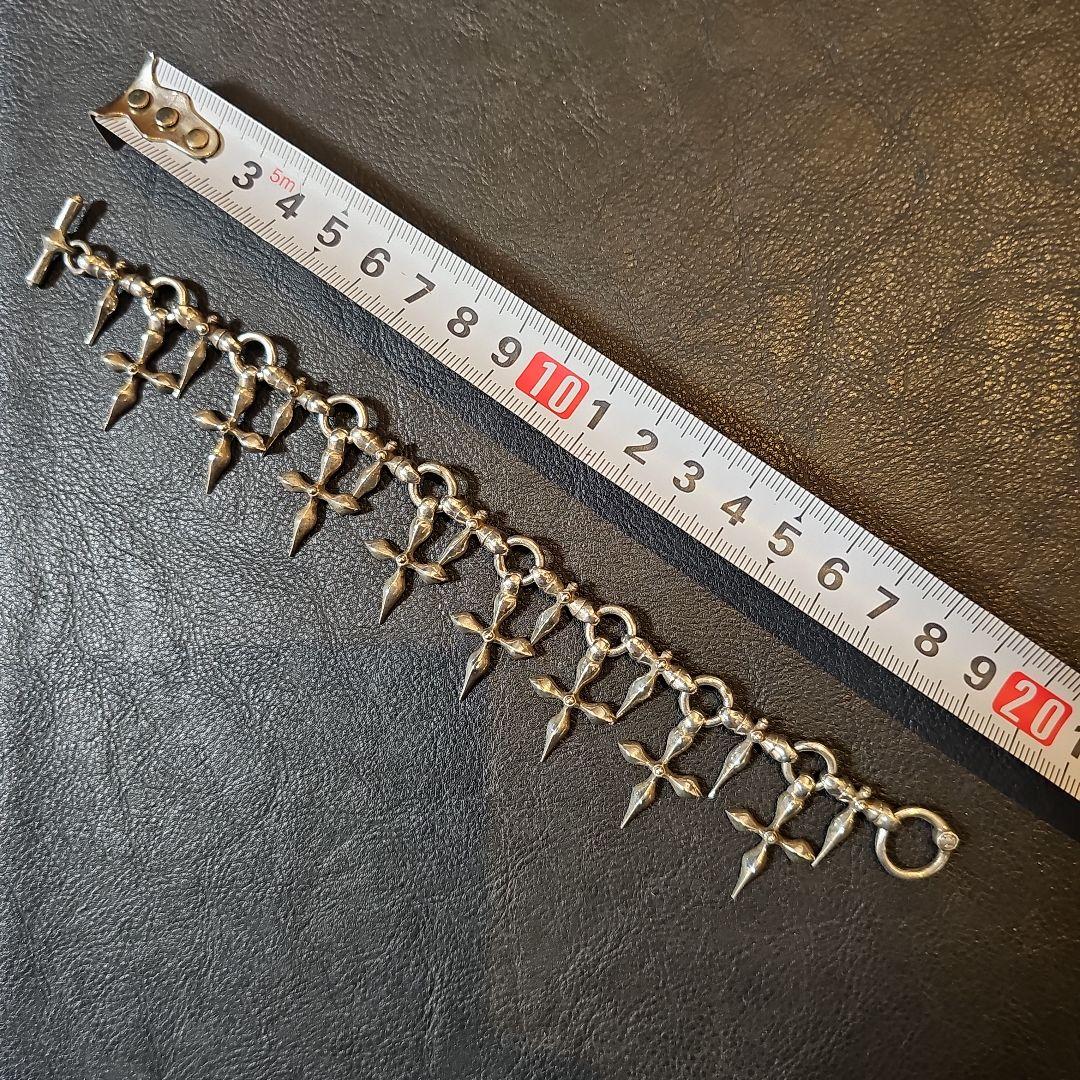 シルバー スパイク クロス ブレスレット 約20cm