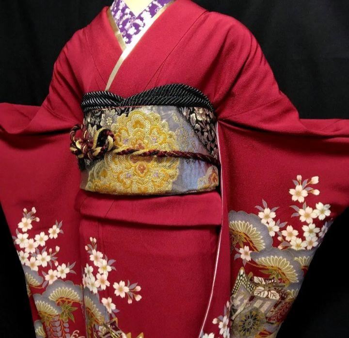 №318　成人式　全て揃う　裄丈　69cm　振袖フルセット　正絹振袖