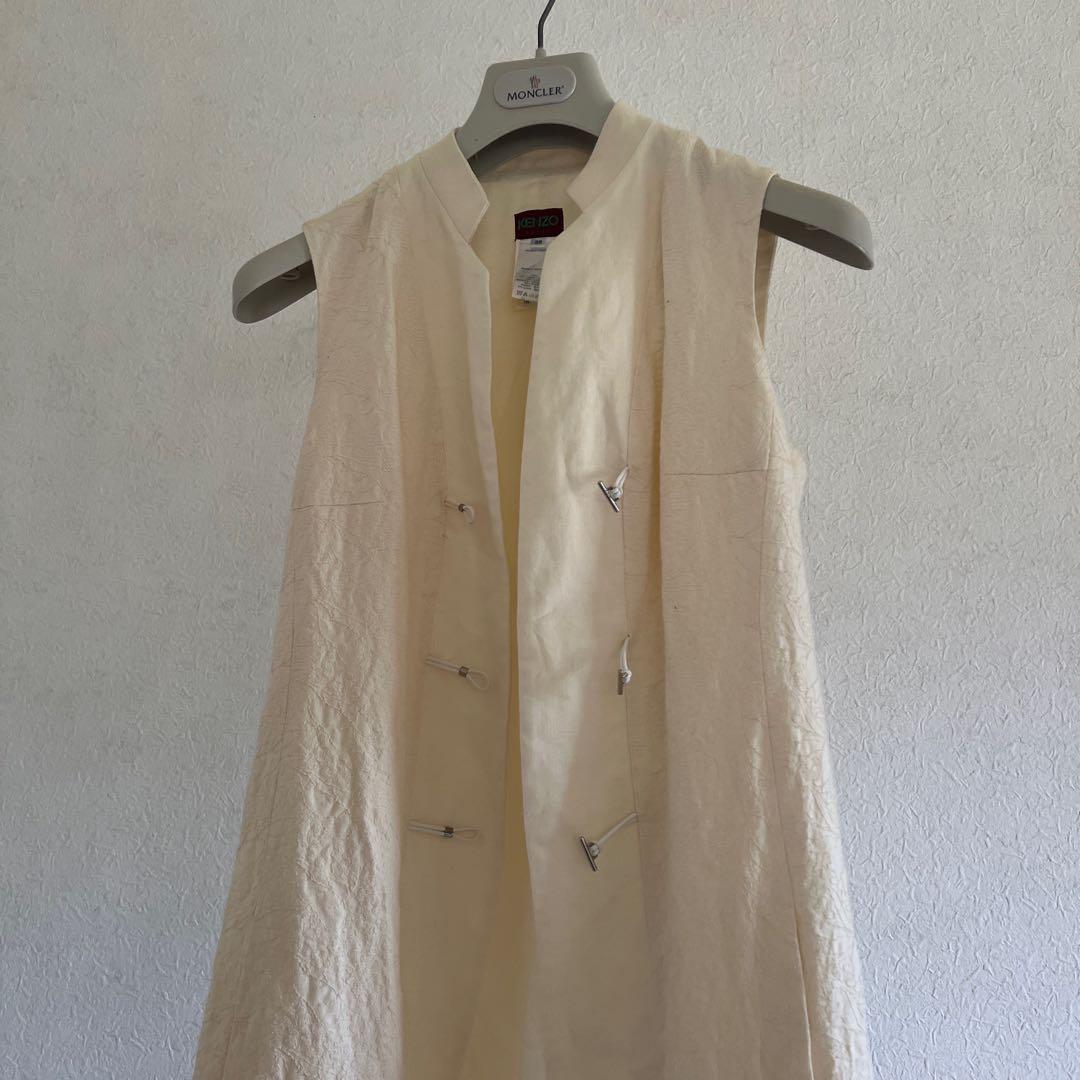 フランス製 KENZO ケンゾー リネン ワンピース ノースリーブ カーディガンM Kenzo