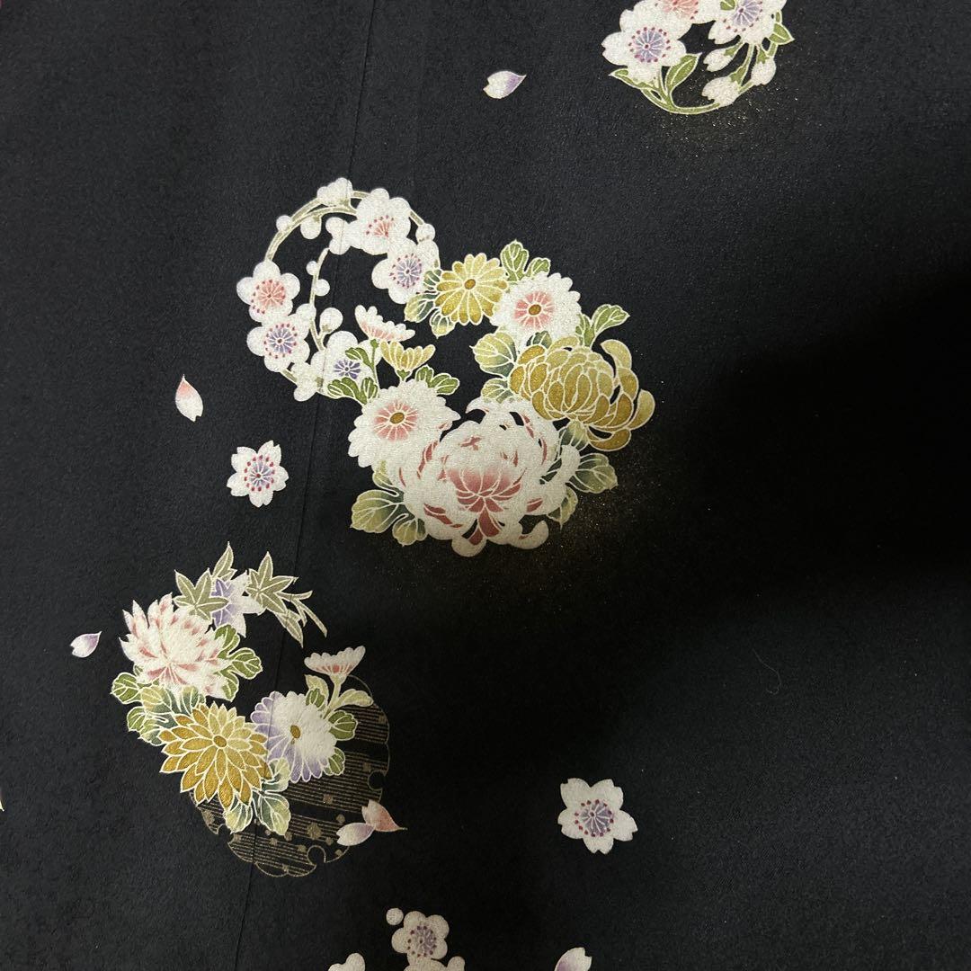 訪問着と色無地のリバーシブル着物フルセット4点　美品蘇州刺繍袋帯付き　裄70