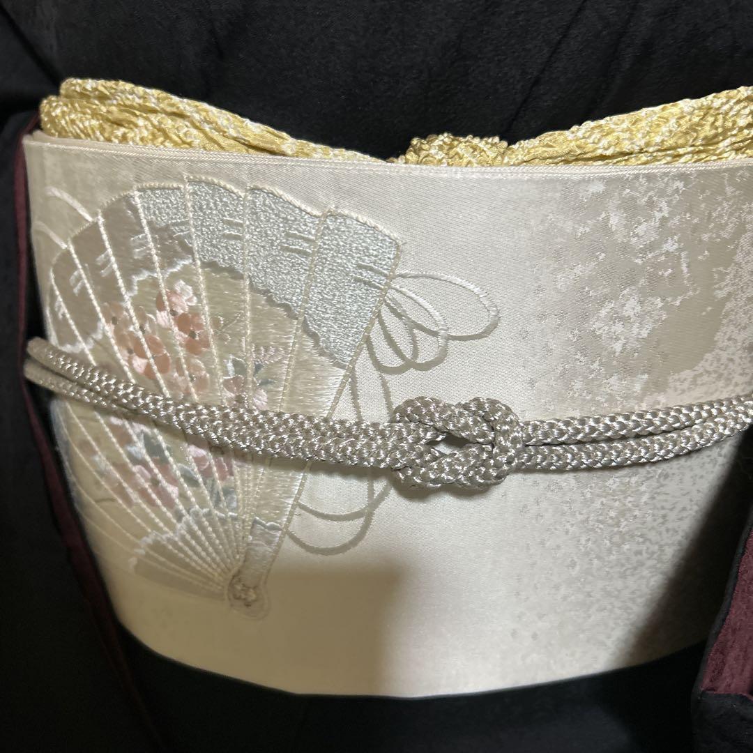 訪問着と色無地のリバーシブル着物フルセット4点　美品蘇州刺繍袋帯付き　裄70