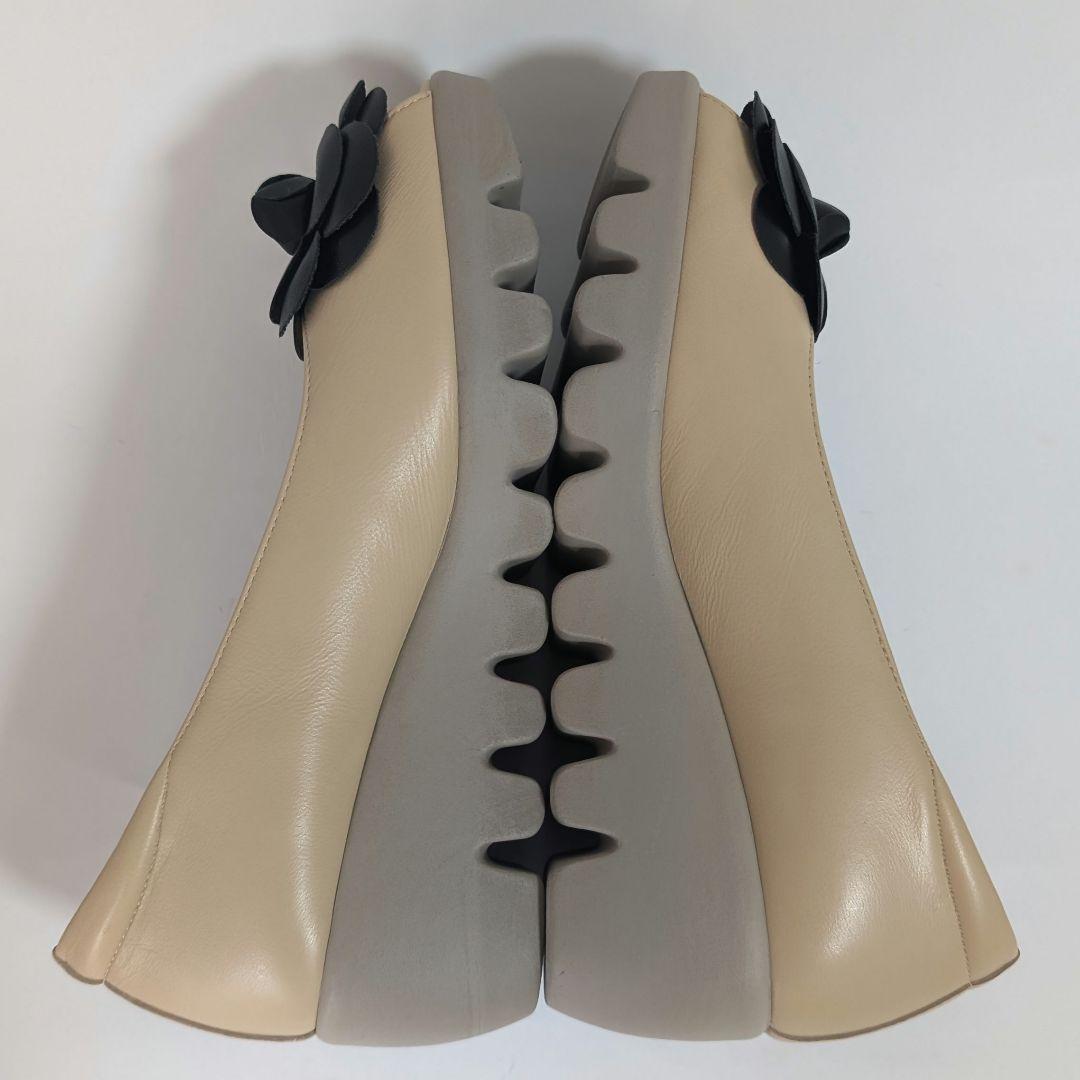 【美品】 HILLS AVENUE オープントゥ ベージュ カメリア 22.5
