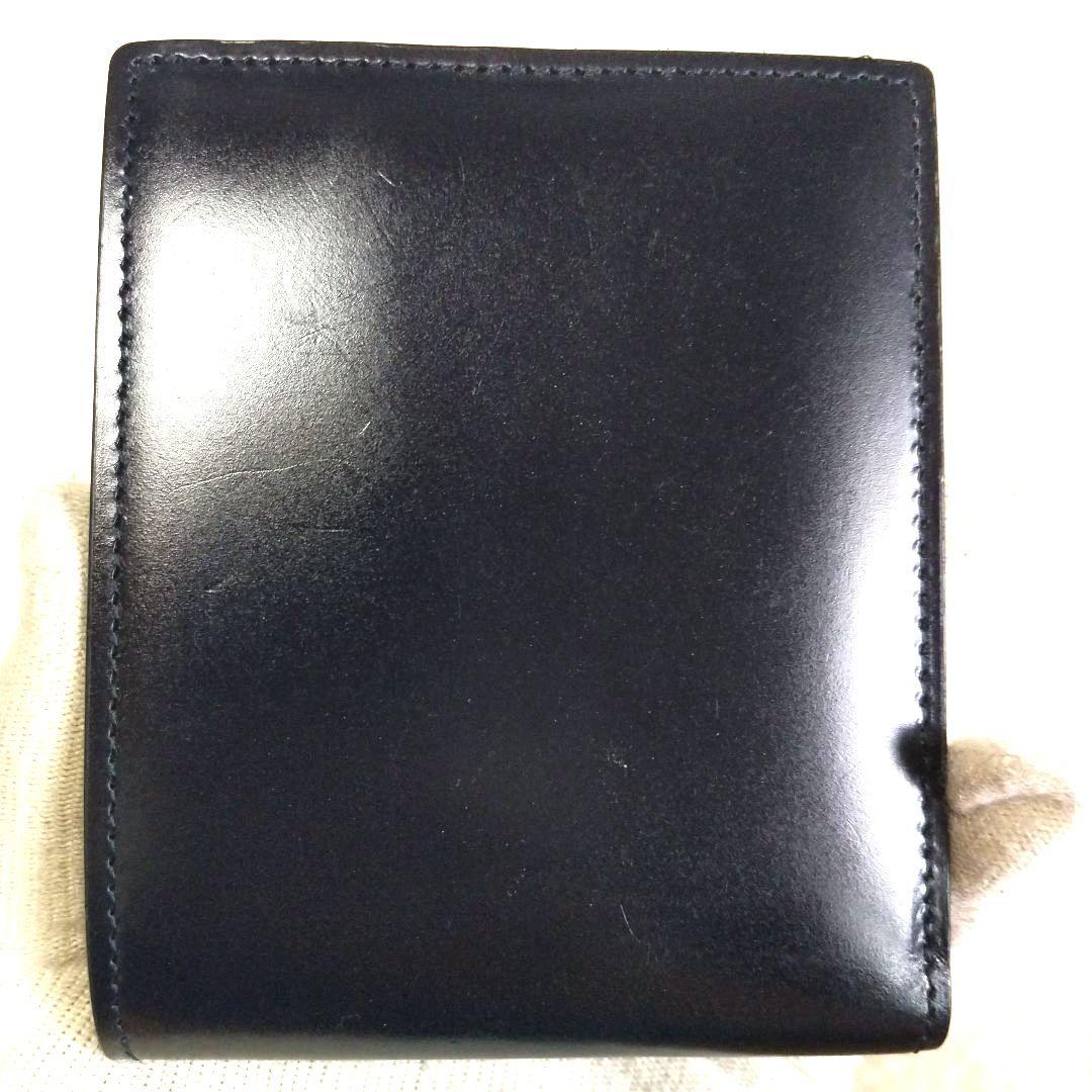 ココマイスター コードバン 馬革 ヌメ革 二つ折り財布 ブラック 美品